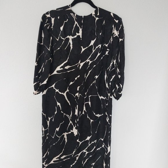 Robert Leonard Vintage Abstract Print 100% Silk 3/4 Puff Sleeve Shift Dress - Picture 2 of 8